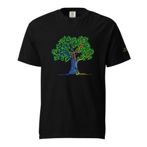 Art of Culture Tree Logo with AOC Website on Sleeve - unisex garment-dyed heavyweight t-shirt