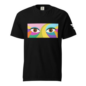 Smiling Eyes with Rhymefest Logo on Sleeve - unisex garment-dyed heavyweight t-shirt