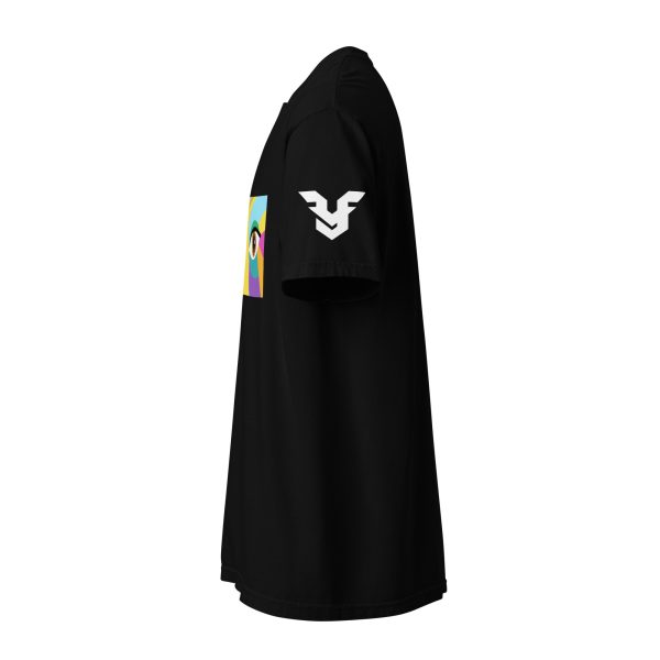 Smiling Eyes with Rhymefest Logo on Sleeve - unisex garment-dyed heavyweight t-shirt - Image 2